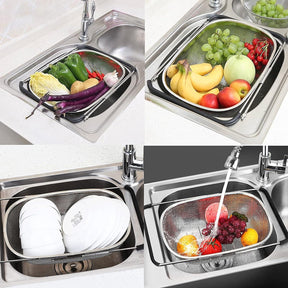 Stainless Steel Drain Basket With Extendable Rubber Handles To Fit Any Sink (Free Delivery 🚚)