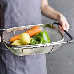 Stainless Steel Drain Basket With Extendable Rubber Handles To Fit Any Sink (Free Delivery 🚚)