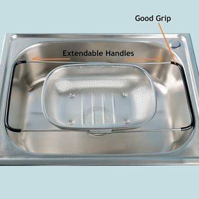 Stainless Steel Drain Basket With Extendable Rubber Handles To Fit Any Sink (Free Delivery 🚚)