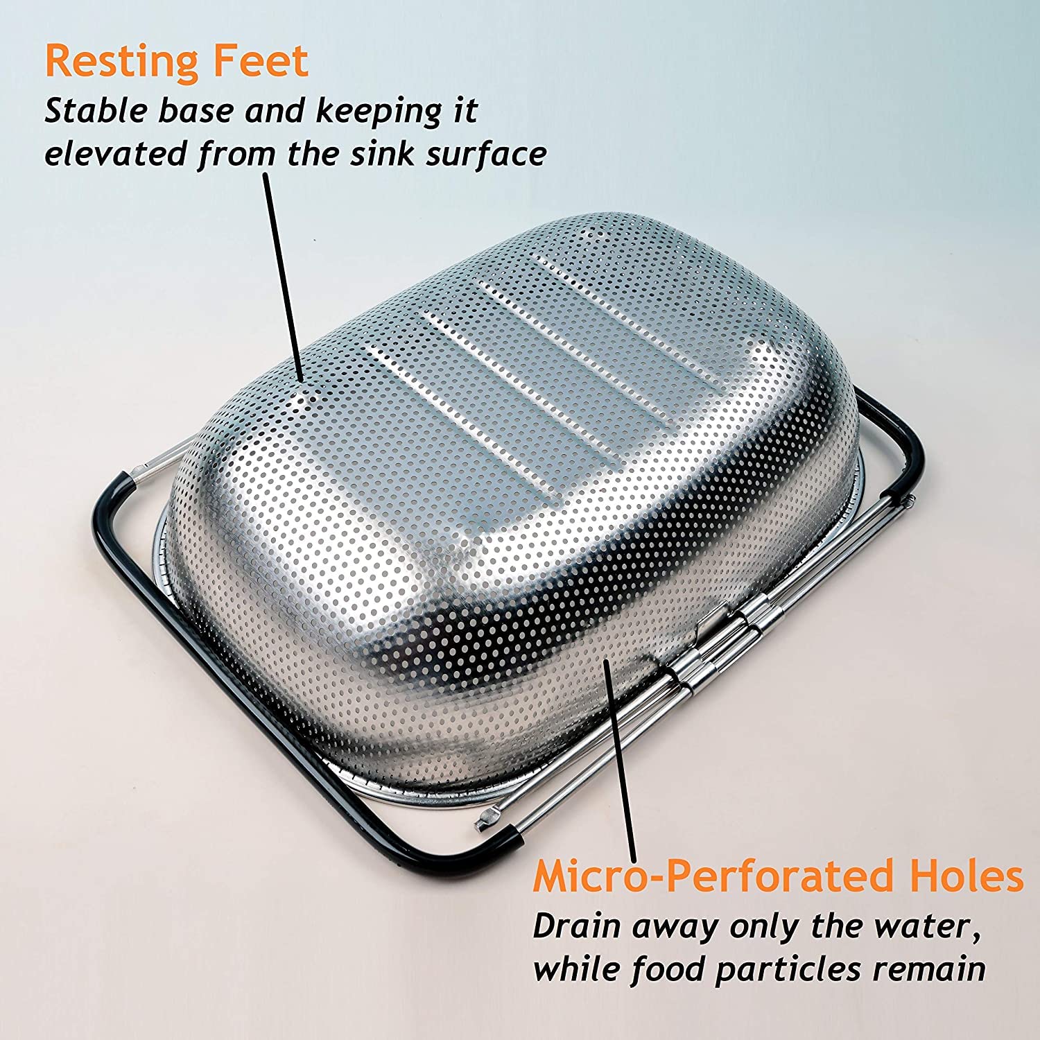 Stainless Steel Drain Basket With Extendable Rubber Handles To Fit Any Sink (Free Delivery 🚚)