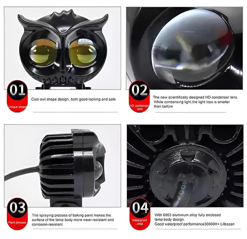 Owl Shape Design Motorcycle Led Fog Light (Free Delivery 🚚)