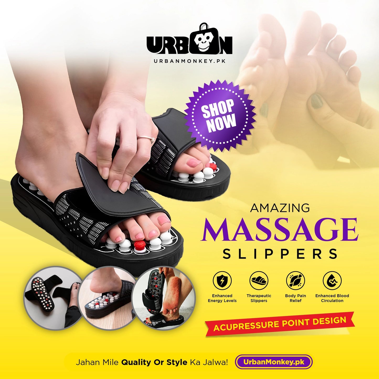 Acupressure Massage Slippers (Free Delivery 🚚)