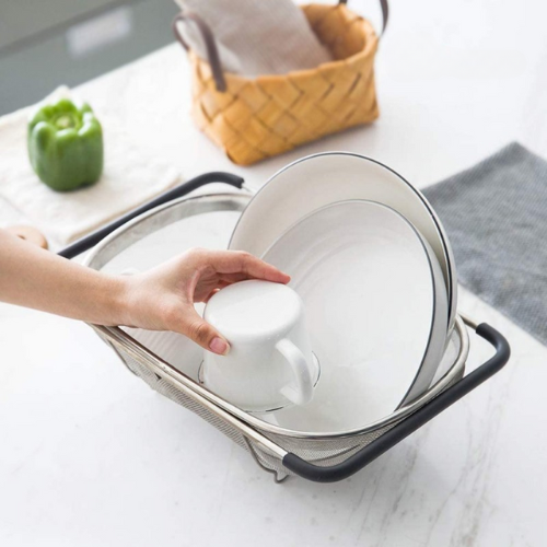 Stainless Steel Drain Basket With Extendable Rubber Handles To Fit Any Sink (Free Delivery 🚚)