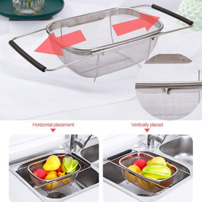 Stainless Steel Drain Basket With Extendable Rubber Handles To Fit Any Sink (Free Delivery 🚚)