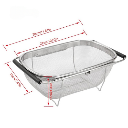 Stainless Steel Drain Basket With Extendable Rubber Handles To Fit Any Sink (Free Delivery 🚚)