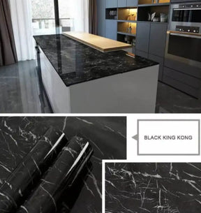 Self Adhesive White & Black Kitchen Marble Sheets / Anti Oil & Heat Resistant Wallpaper (Free Delivery 🚚)