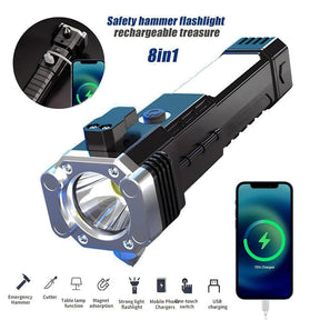 MULTIFUNCTIONAL 1KM LONG RANGE LED EMERGENCY WATERPROOF FLASHLIGHT | 2600 MAH POWER BANK WITH USB POWER CABLE