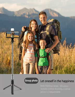 4 in 1 Selfie Stick + Tripod Stand with Light and Wireless Remote